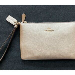 Gold Pebble Leather Coach Small Wristlet AND BONUS Non-Coach Credit Card Holder